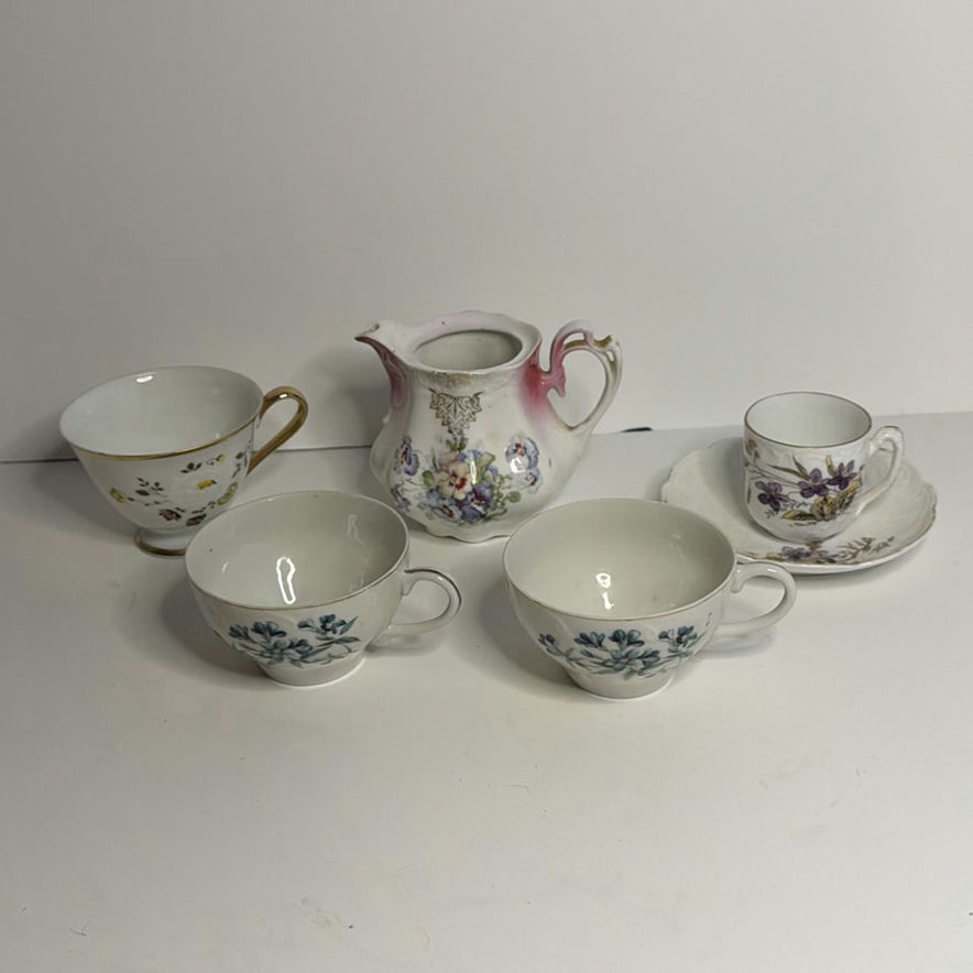 Floral Porcelain Teacup Lot - image 1 of 7