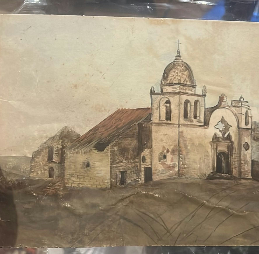 Primitive Watercolor Of Spanish Mission - image 3 of 5