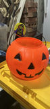 Pumpkin Plastic, Halloween, Candy Bucket, And Pin Back - thumbnail 1 of 3