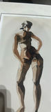 Sexy, Watercolor, Painting, Lingerie Woman In Clip On Hose Fred Pendexter Sheepscot Maine - thumbnail 2 of 7