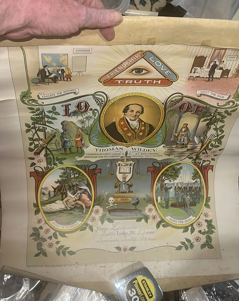 Odd Fellows Banner Livermore, Falls Maine Late 1800S - image 1 of 6