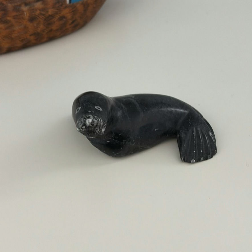 Carved Duck Decoy and Seal Figurine - image 2 of 11