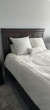 Dark Wood Queen Bed Frame with Mattress/Boxspring - thumbnail 1 of 12