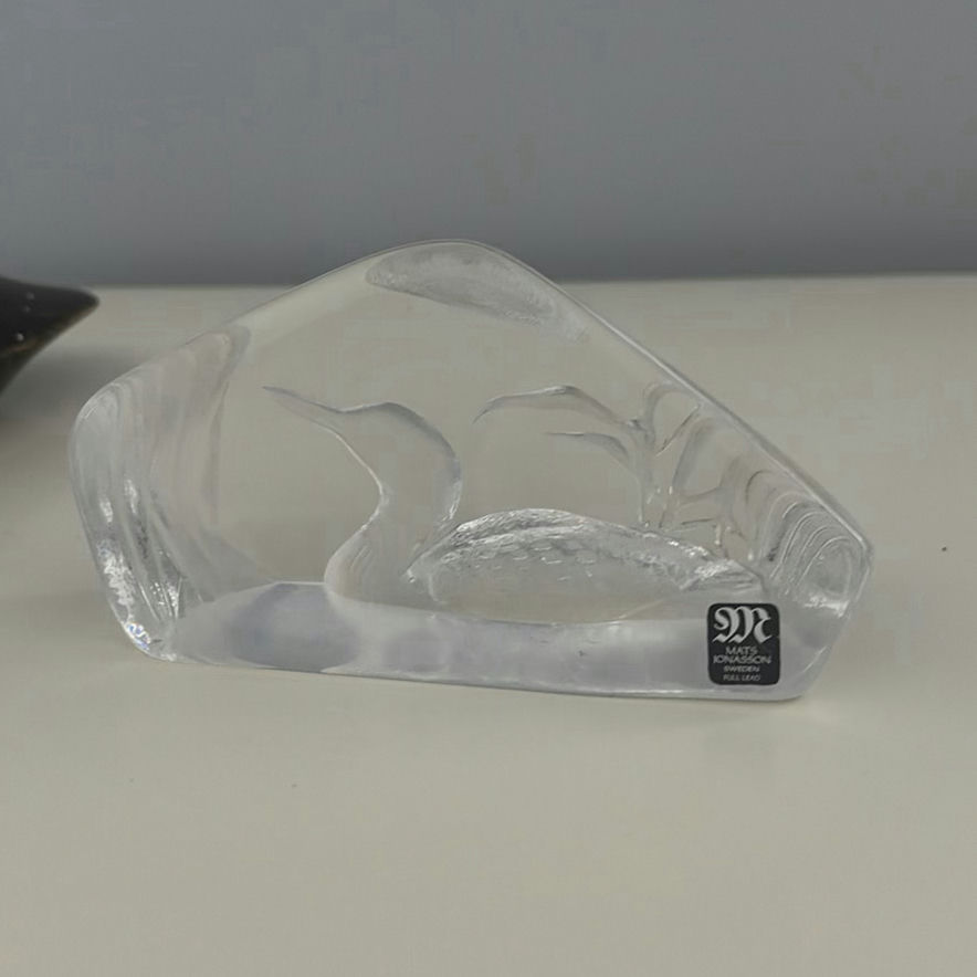 Hand-Carved Loon by RON SADLER & MATS JONASSON Crystal Sculpture - image 9 of 14