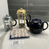 Ceramic Teapot, French Press Coffee Makers, and Fabric Pot Holder - thumbnail 1 of 15