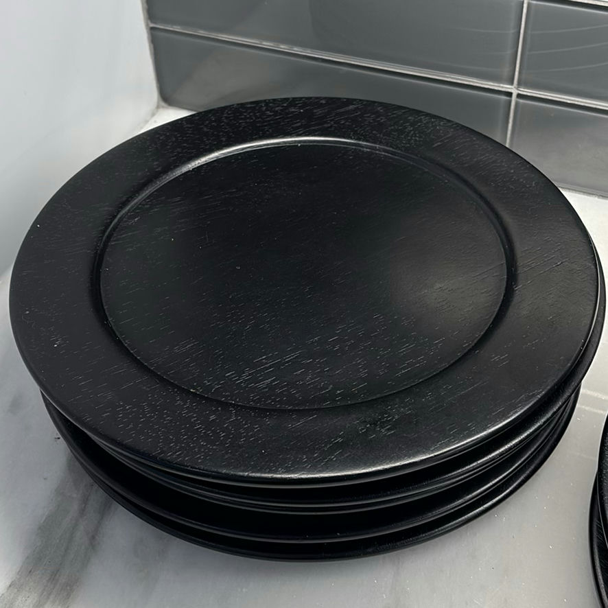 Set of 8 Black Round Wooden Chargers - image 8 of 8