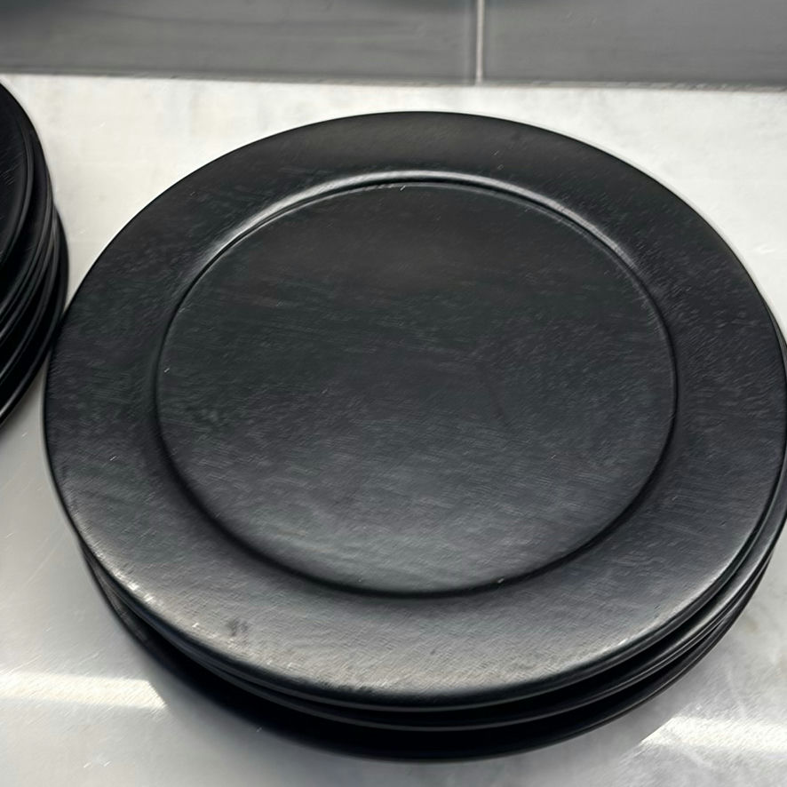Set of 8 Black Round Wooden Chargers - image 7 of 8