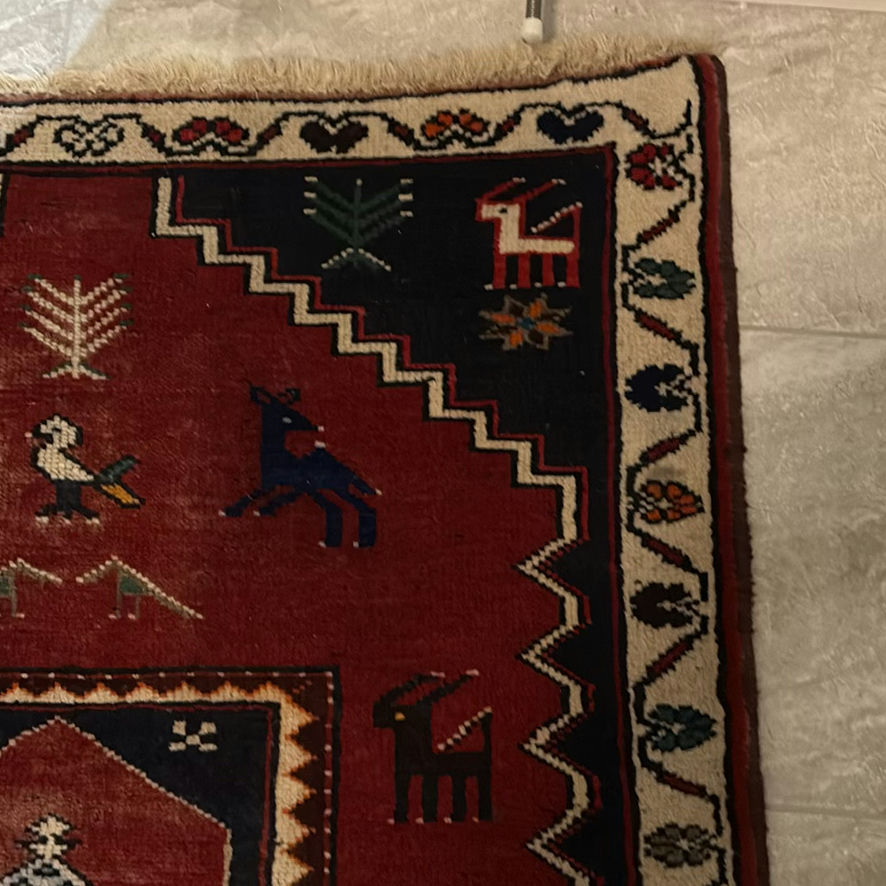 Iranian Area Rug with Geometric and Animal Motifs - image 4 of 11