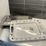 Ceramic Serving Tray and Stainless Steel Warming/Cooling Tray - thumbnail 1 of 11