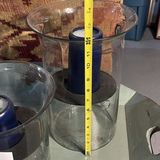 Glass Hurricane Candle Holders and Wooden Tray - thumbnail 4 of 15