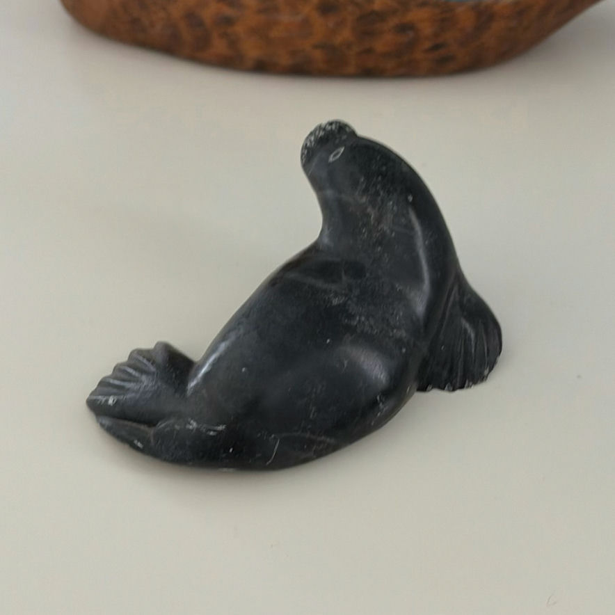 Carved Duck Decoy and Seal Figurine - image 4 of 11