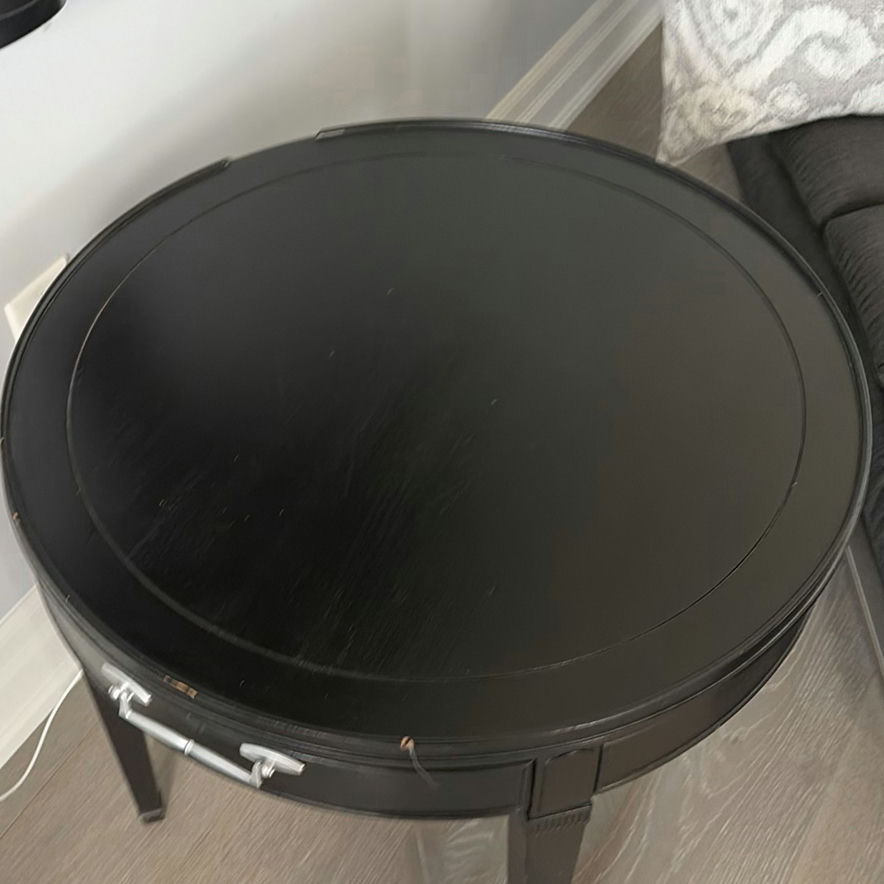 Black Round Accent Table with Drawer - image 2 of 9