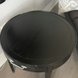 Black Round Accent Table with Drawer - thumbnail 2 of 9