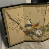 Four-Panel Folding Decorative Screen with Bird and Floral Artwork - thumbnail 4 of 14