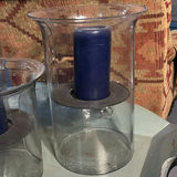 Glass Hurricane Candle Holders and Wooden Tray - thumbnail 6 of 15
