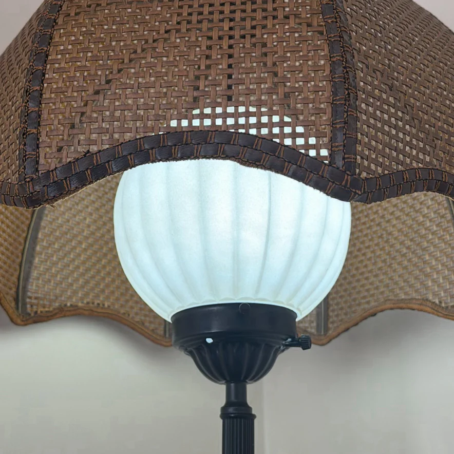 Floor Lamp with Woven Shade and Round Table - image 4 of 10