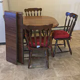 Wood Dining Table with Four Chairs and Seat Cushions - thumbnail 1 of 12