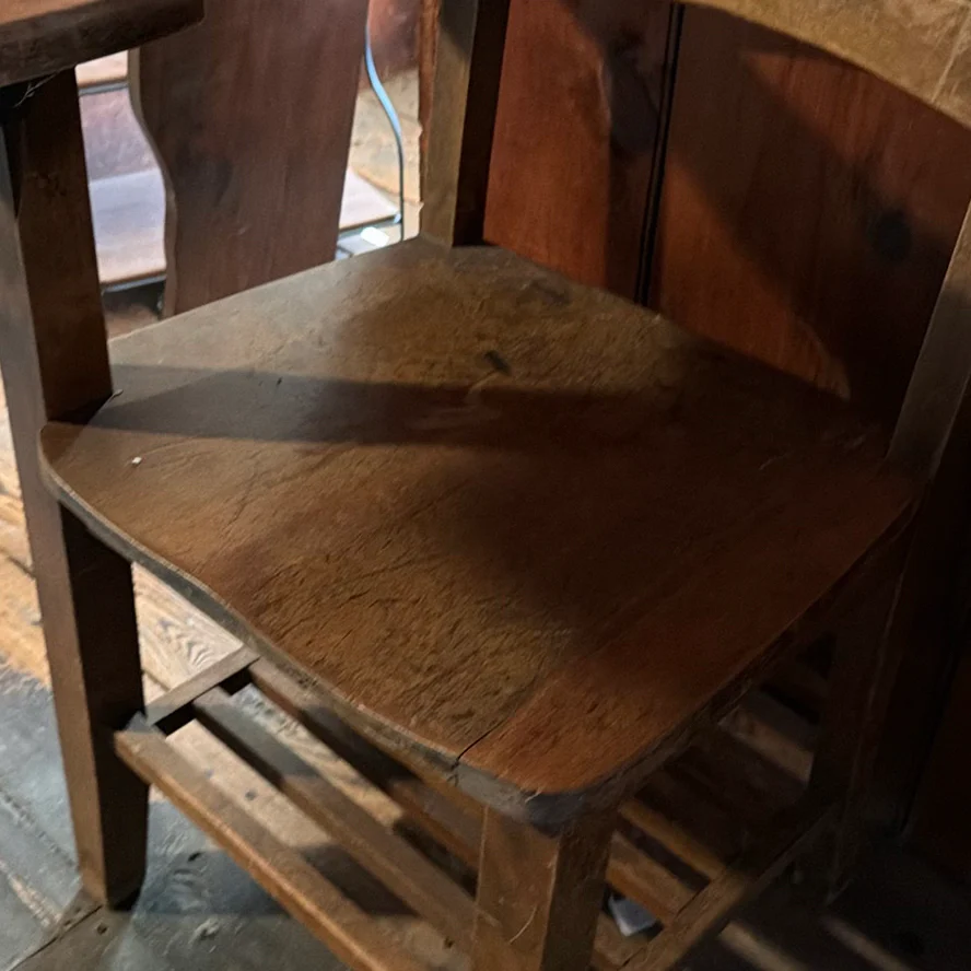Vintage Wooden School Desk Chair Combination - image 4 of 7