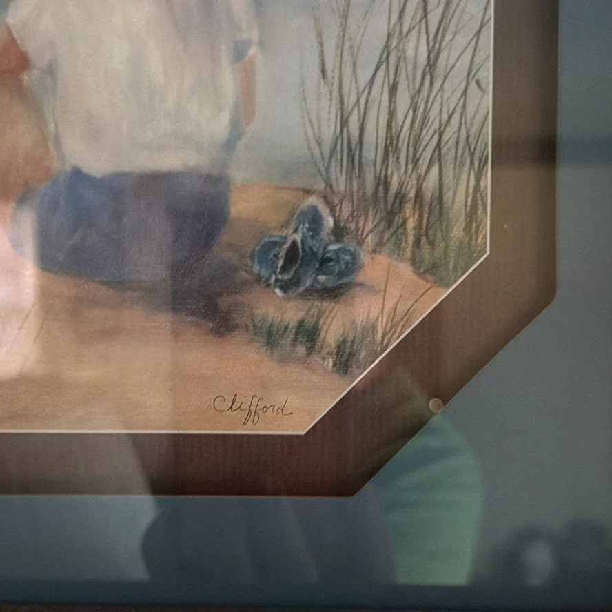 Framed Seaside Child Painting - image 3 of 5