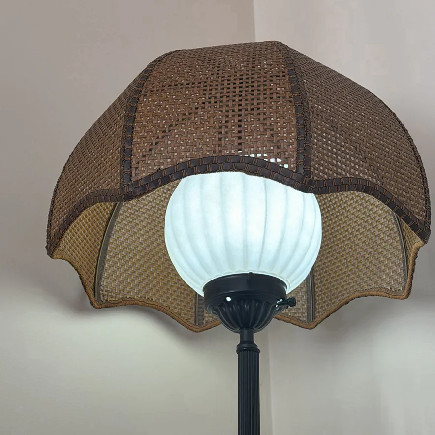 Floor Lamp with Woven Shade and Round Table - image 5 of 10