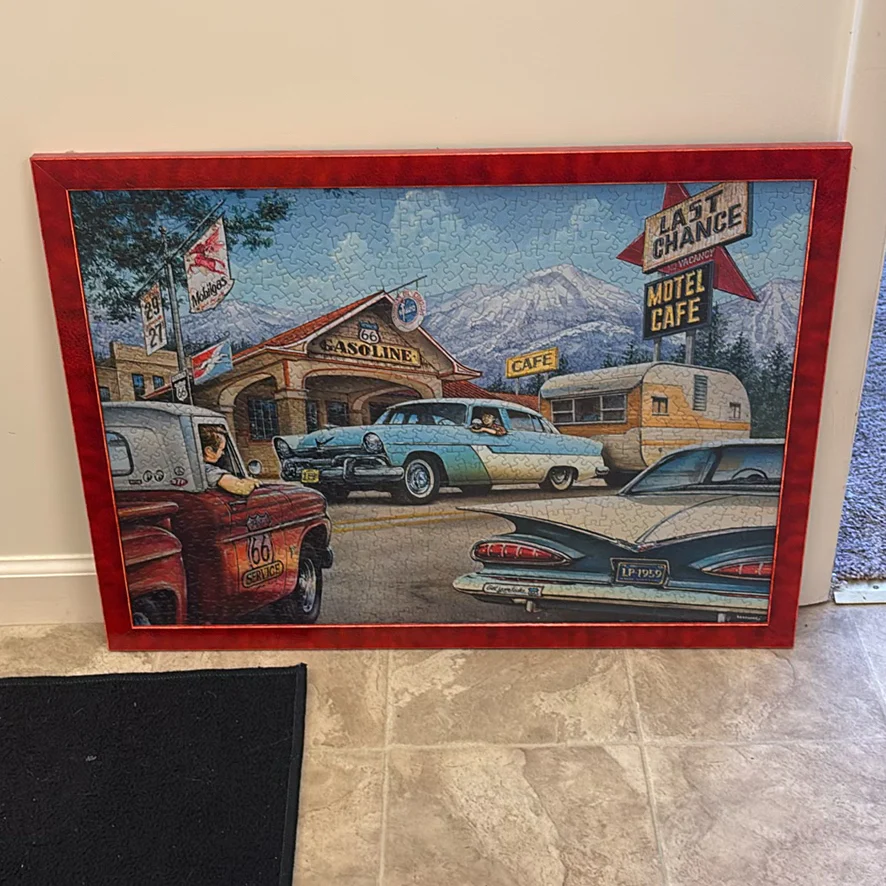 Wooden Wall Display Case and Route 66 Puzzle Artwork - image 8 of 13