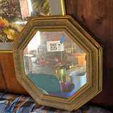 Original Barn Landscape Painting and Octagonal Wall Mirror - thumbnail 8 of 9