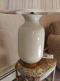 White Ceramic Table Lamp with Stool - thumbnail 4 of 6