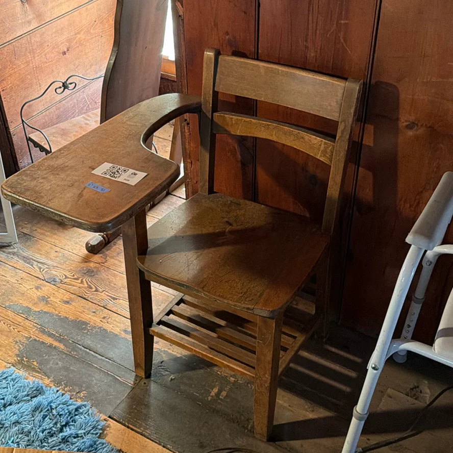 Vintage Wooden School Desk Chair Combination - image 2 of 7