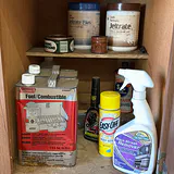 Rolling Shop Stool, Cleaning Rags, and Assorted Chemical Containers - thumbnail 2 of 4