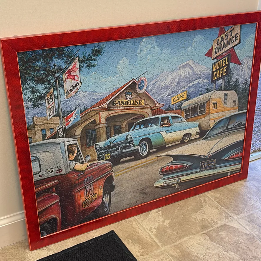 Wooden Wall Display Case and Route 66 Puzzle Artwork - image 9 of 13