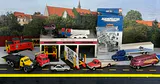 Toy Vehicle Lot With Service Station and Caboose - thumbnail 1 of 14