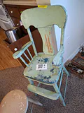 Painted Wooden Child's Chair and Stool - thumbnail 4 of 9
