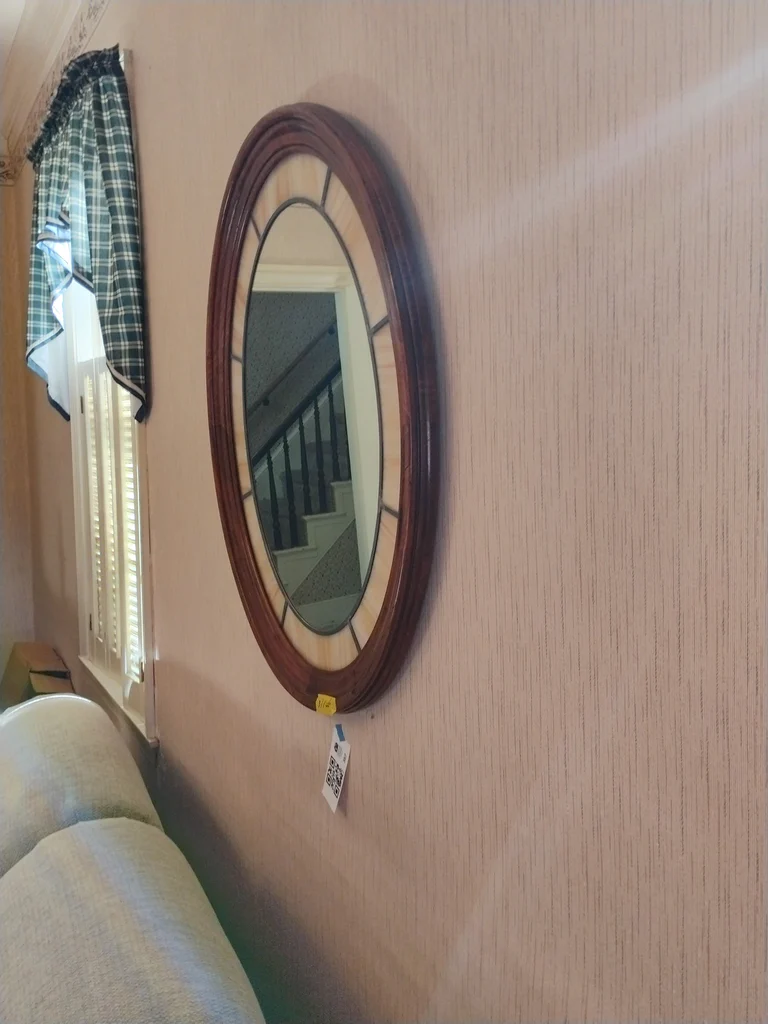 Oval Wall Mirror with Wood Frame - image 3 of 4
