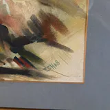 Original Barn Landscape Painting and Octagonal Wall Mirror - thumbnail 5 of 9