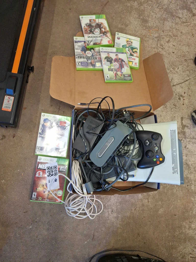 Xbox 360 Console Bundle with Controller, Cables, Hard Drive, and Games - image 1 of 9