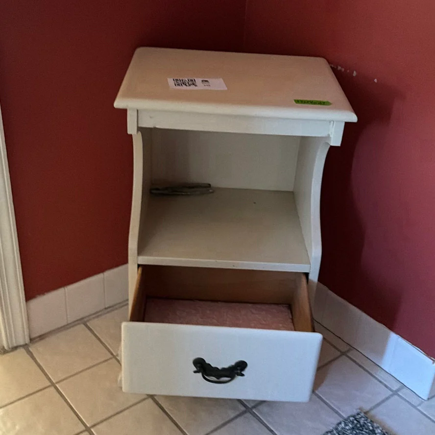 White Wooden Nightstand with Drawer and Open Shelf - image 2 of 6