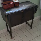 Vintage Wood Drop-Leaf Cabinet Table - thumbnail 1 of 10