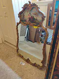 Vintage Ornate Mirror with Painted Romantic Scene - thumbnail 1 of 4