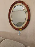 Oval Wall Mirror with Wood Frame - thumbnail 1 of 4