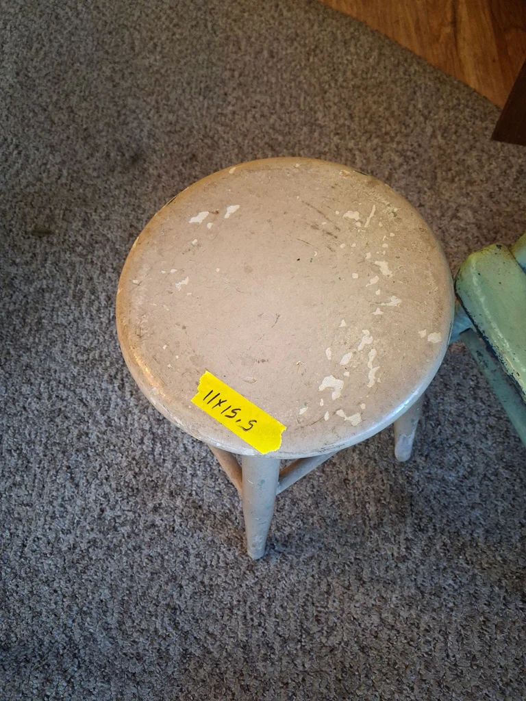 Painted Wooden Child's Chair and Stool - image 2 of 9