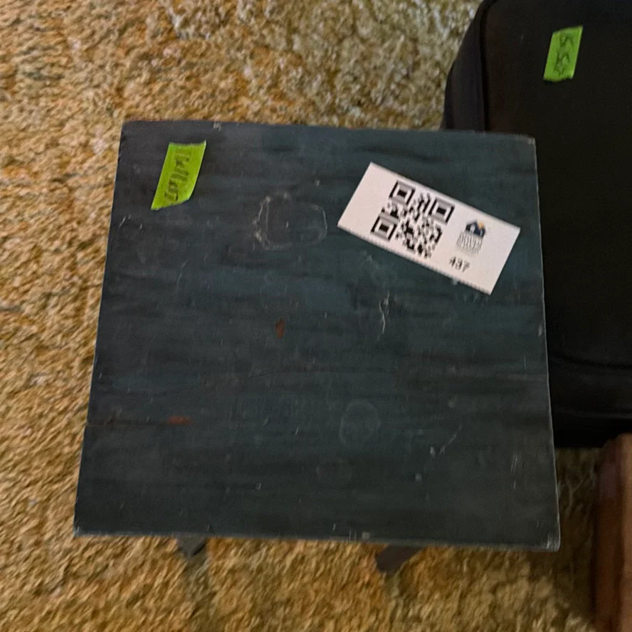 Wooden Side Table, Black Ottoman, and Small Wooden Stool - image 3 of 9