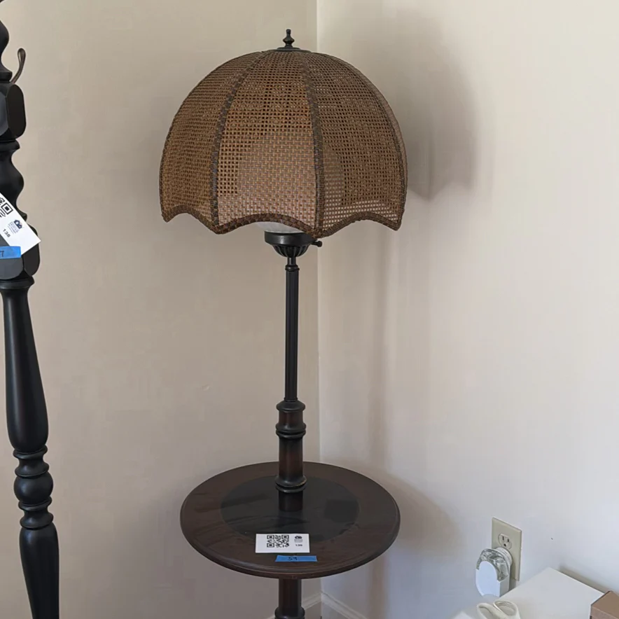 Floor Lamp with Woven Shade and Round Table - image 1 of 10