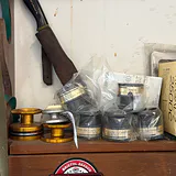 Wooden Fishing Rod Rack with Rods, Reels, and Fishing Accessories - thumbnail 2 of 9