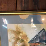 Original Barn Landscape Painting and Octagonal Wall Mirror - thumbnail 4 of 9