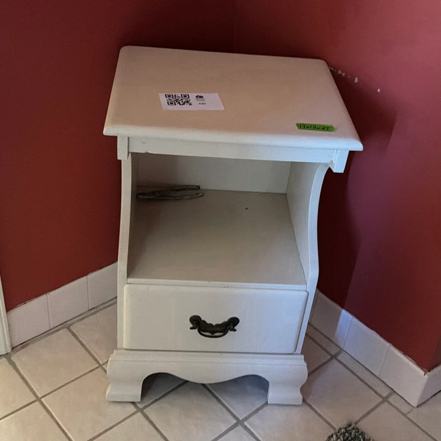 White Wooden Nightstand with Drawer and Open Shelf - image 1 of 6