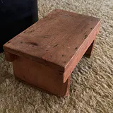 Wooden Side Table, Black Ottoman, and Small Wooden Stool - thumbnail 7 of 9
