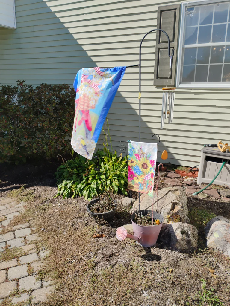 Garden Flags, Wind Chime, Bird Feeder, Hooks - image 1 of 9