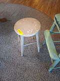 Painted Wooden Child's Chair and Stool - thumbnail 3 of 9