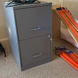 Two-Drawer Gray Metal Filing Cabinet - thumbnail 3 of 8