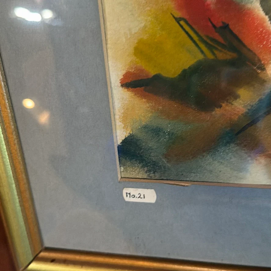 Original Barn Landscape Painting and Octagonal Wall Mirror - image 3 of 9